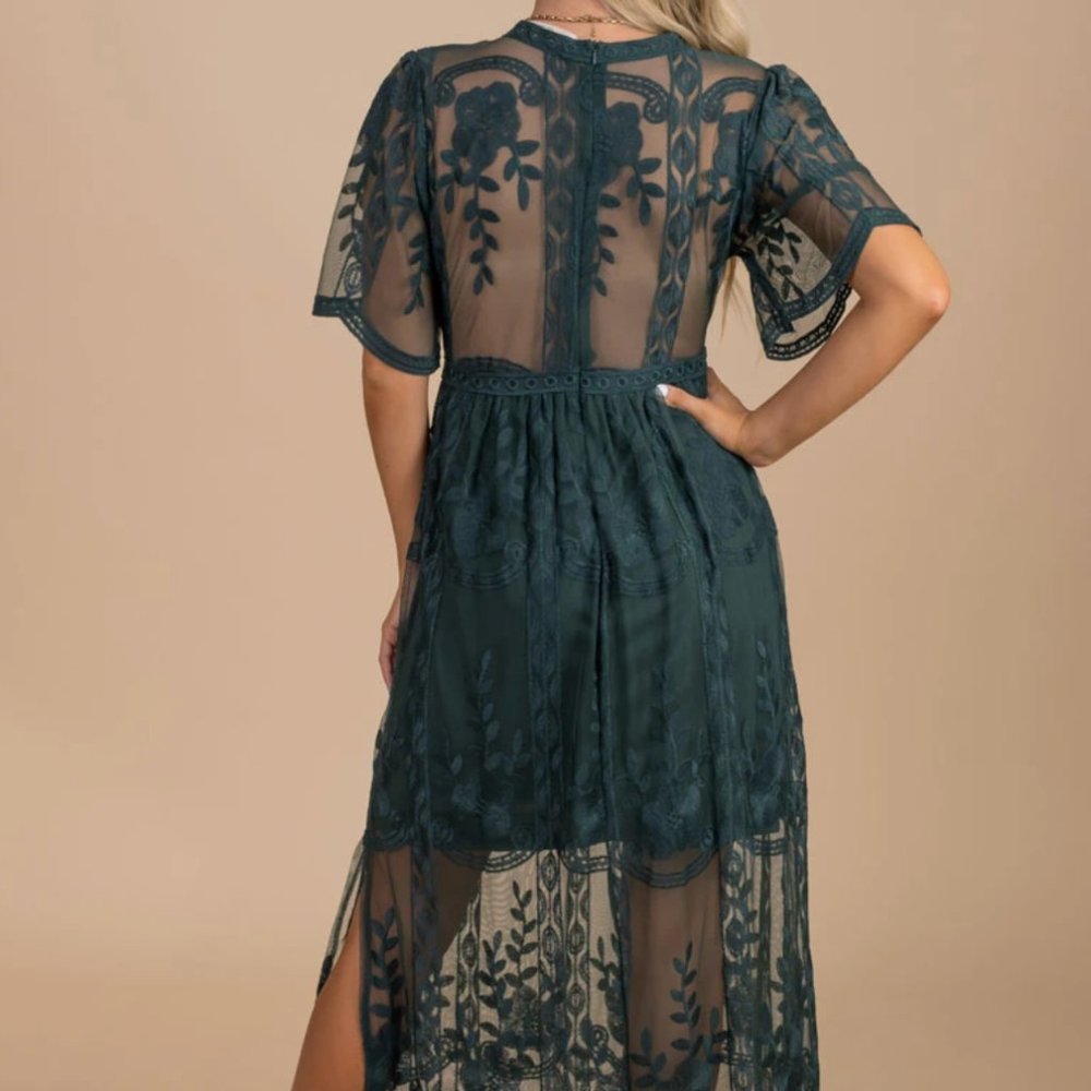 Bella Ella Boutique Light My Fire Teal Dress. Size M